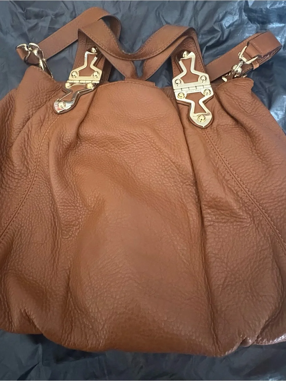 Michael Kors Cognac Leather Shoulder Bag with Gold Hardware